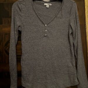 Grey, comfortable, long sleeve.